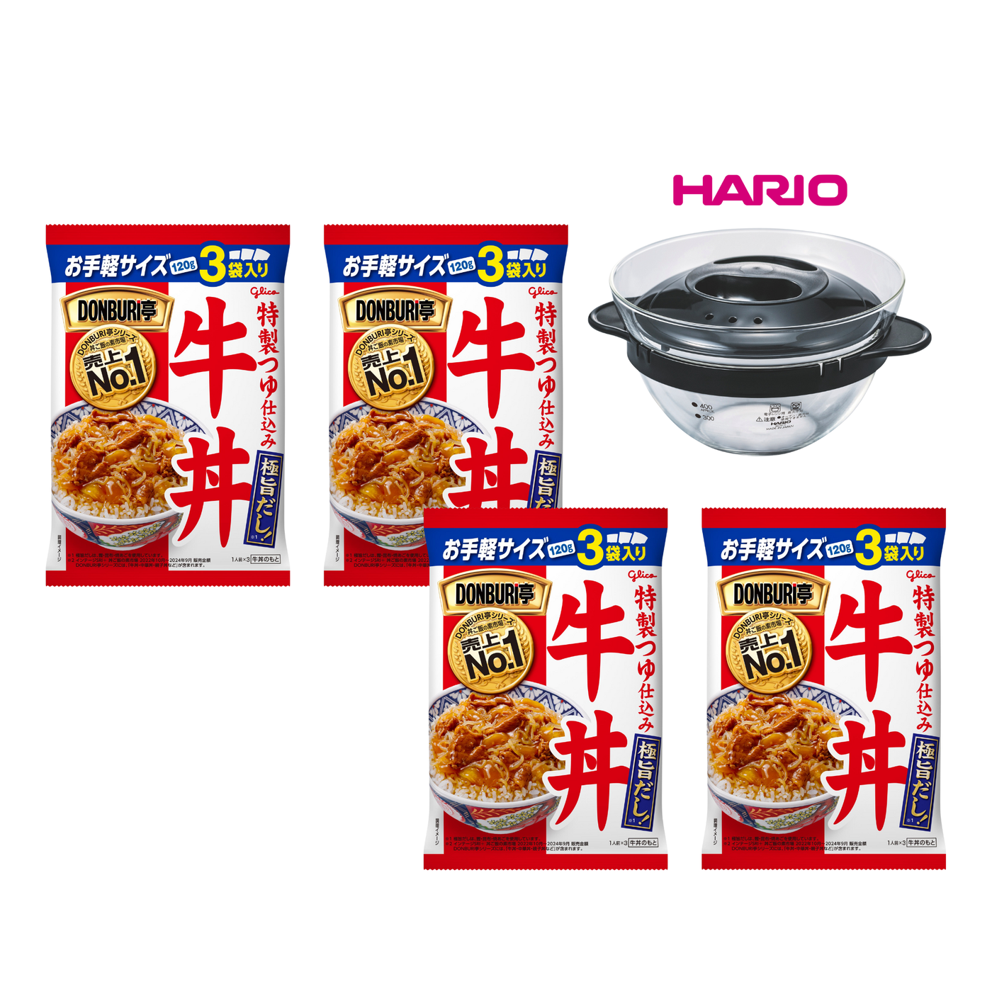 DONBURI亭3食パック「牛丼」＆HARIOレンジ鍋セット