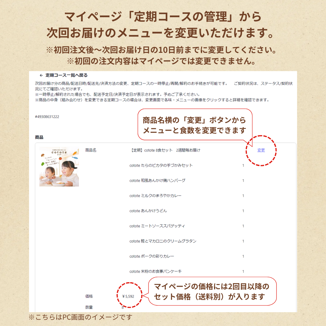 【定期】cotote   8食セット　4週間毎お届け